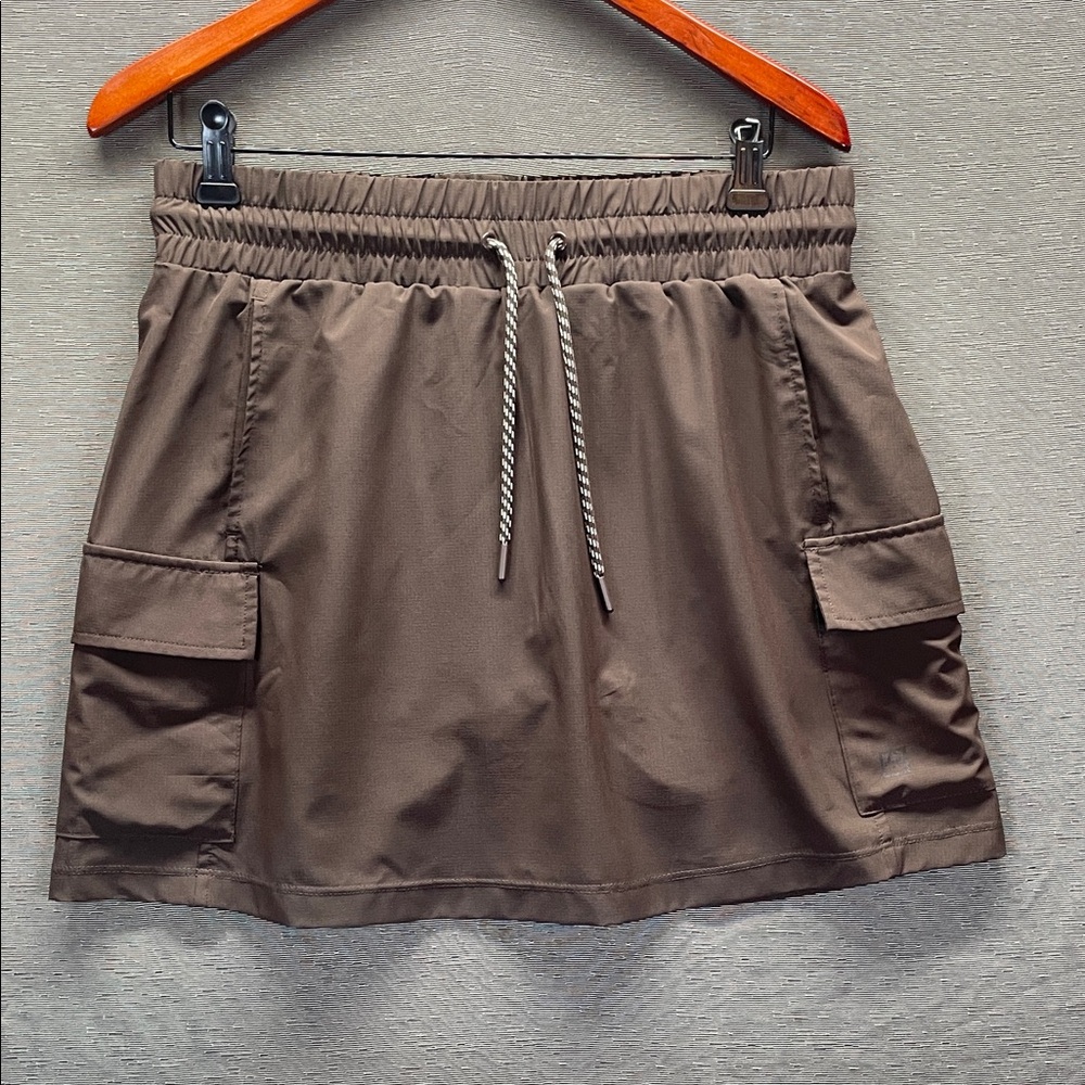 Avalanche Brown Skort with Elastic Waistband and Flared Silhouette